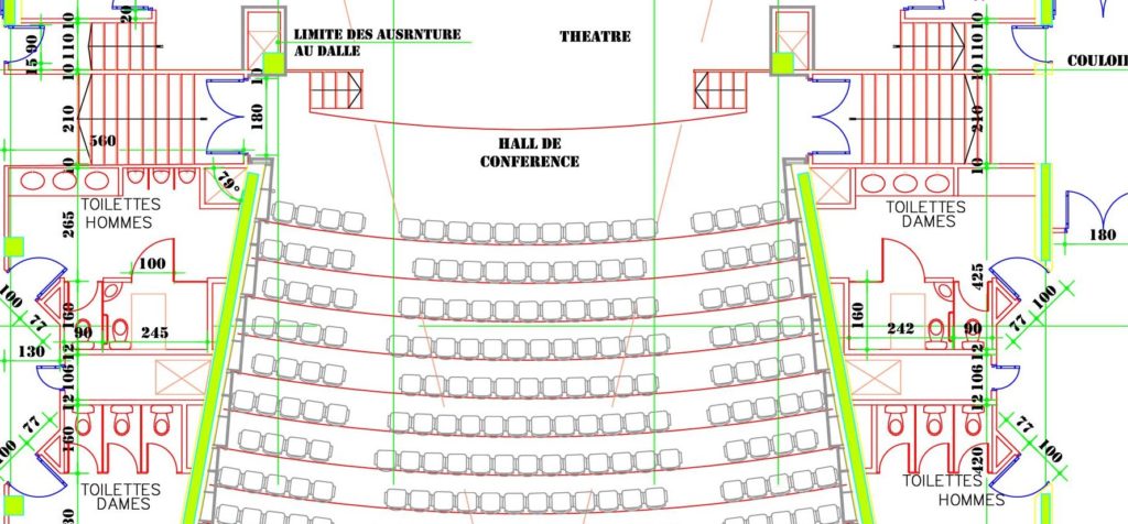 Plan d’architecture avec un amphithéâtre